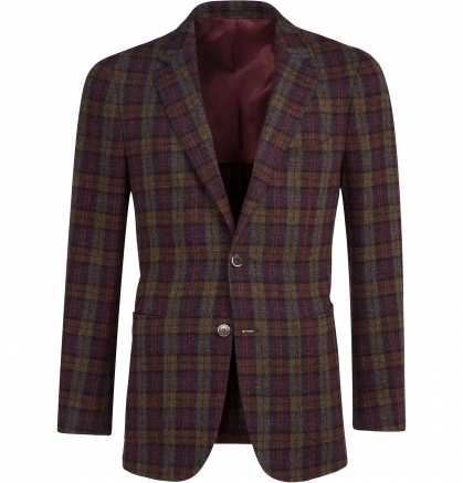 Red With Golden Color check Bespoke Jacket