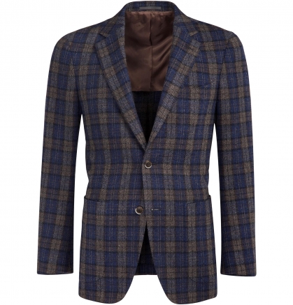 Blue With Golden Strips Check Bespoke Jacket