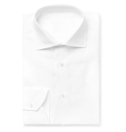 White Cutaway Cotton-Linen Blend Shirt