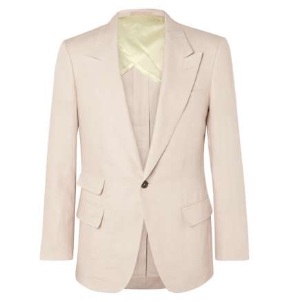 Sandy Suit-Fit Linen Suit Jacket