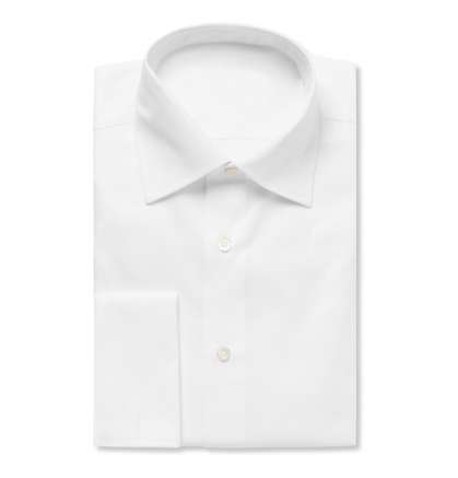 White Body-Fit Double-Cuff Cotton Shirt