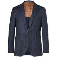 Striped Navy Wool Suit Jacket