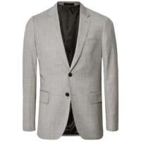 Light-Grey Body-Fit Mixed Wool Suit Jacket