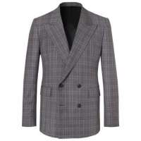 Grey Checked Wide Flap Suit Jacket
