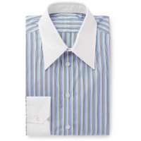 Grey Blue Body-Fit Striped Cotton Shirt